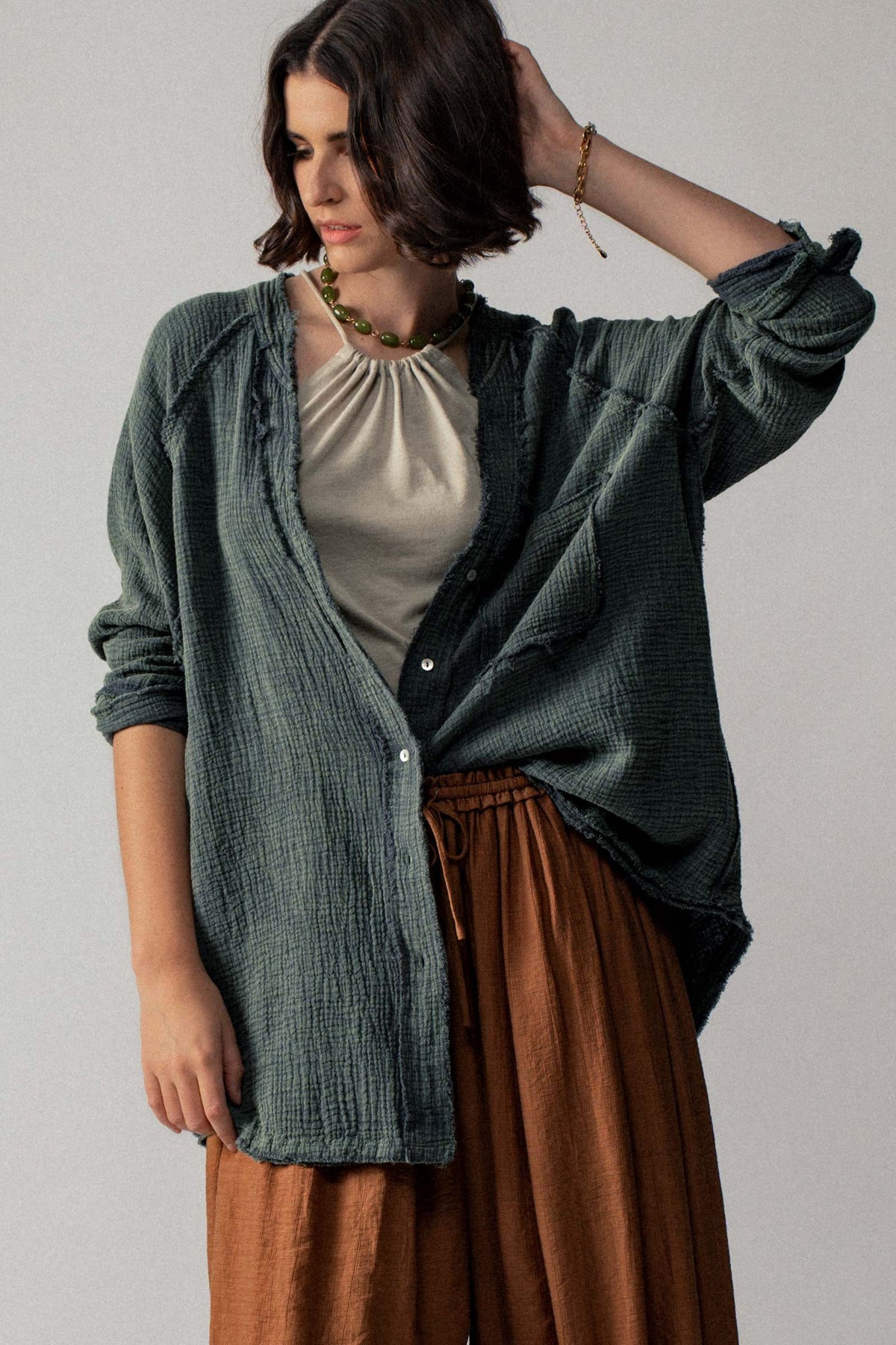 Hunter Green Gauze shirt