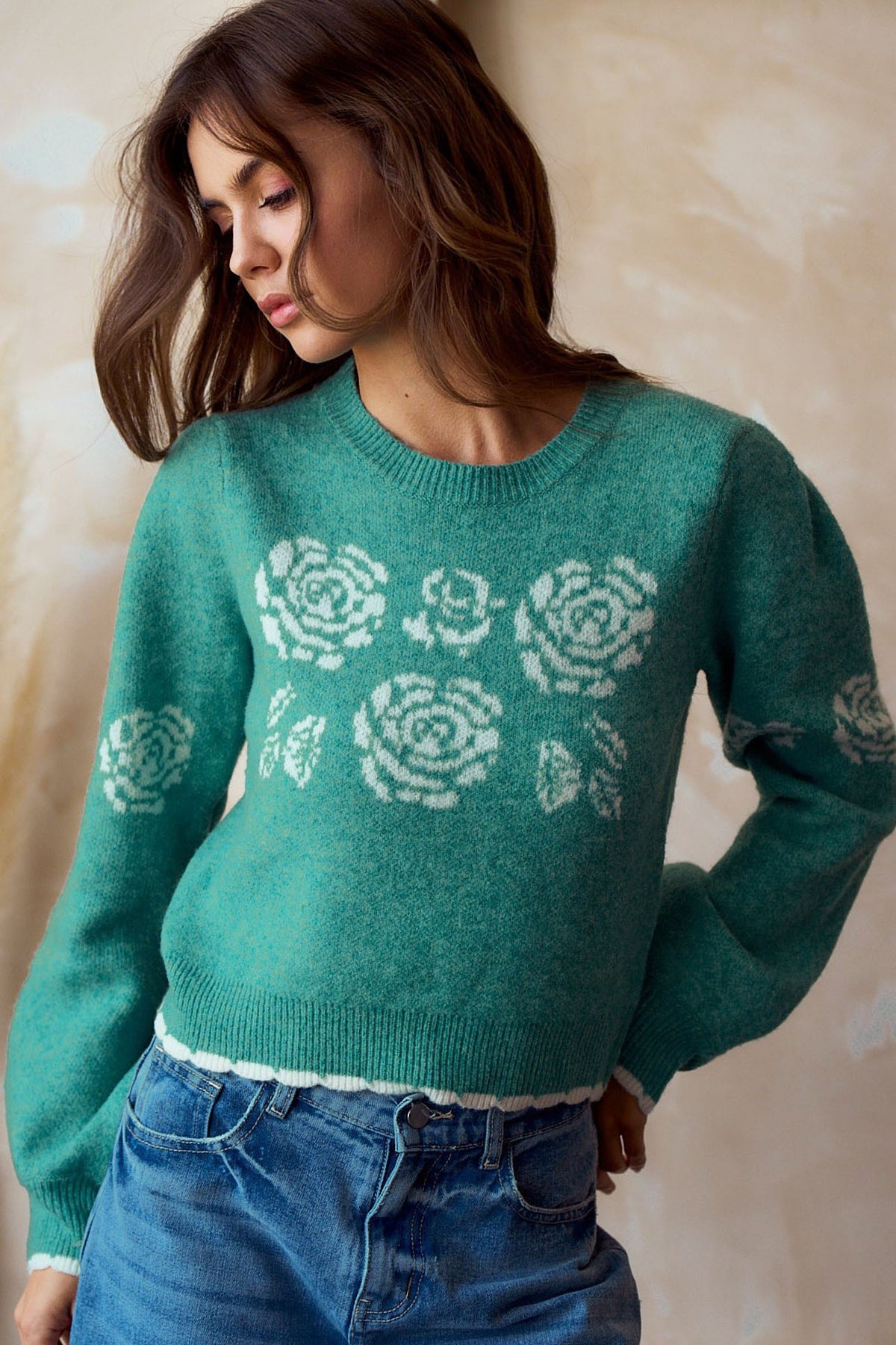 Rose Print Sweater