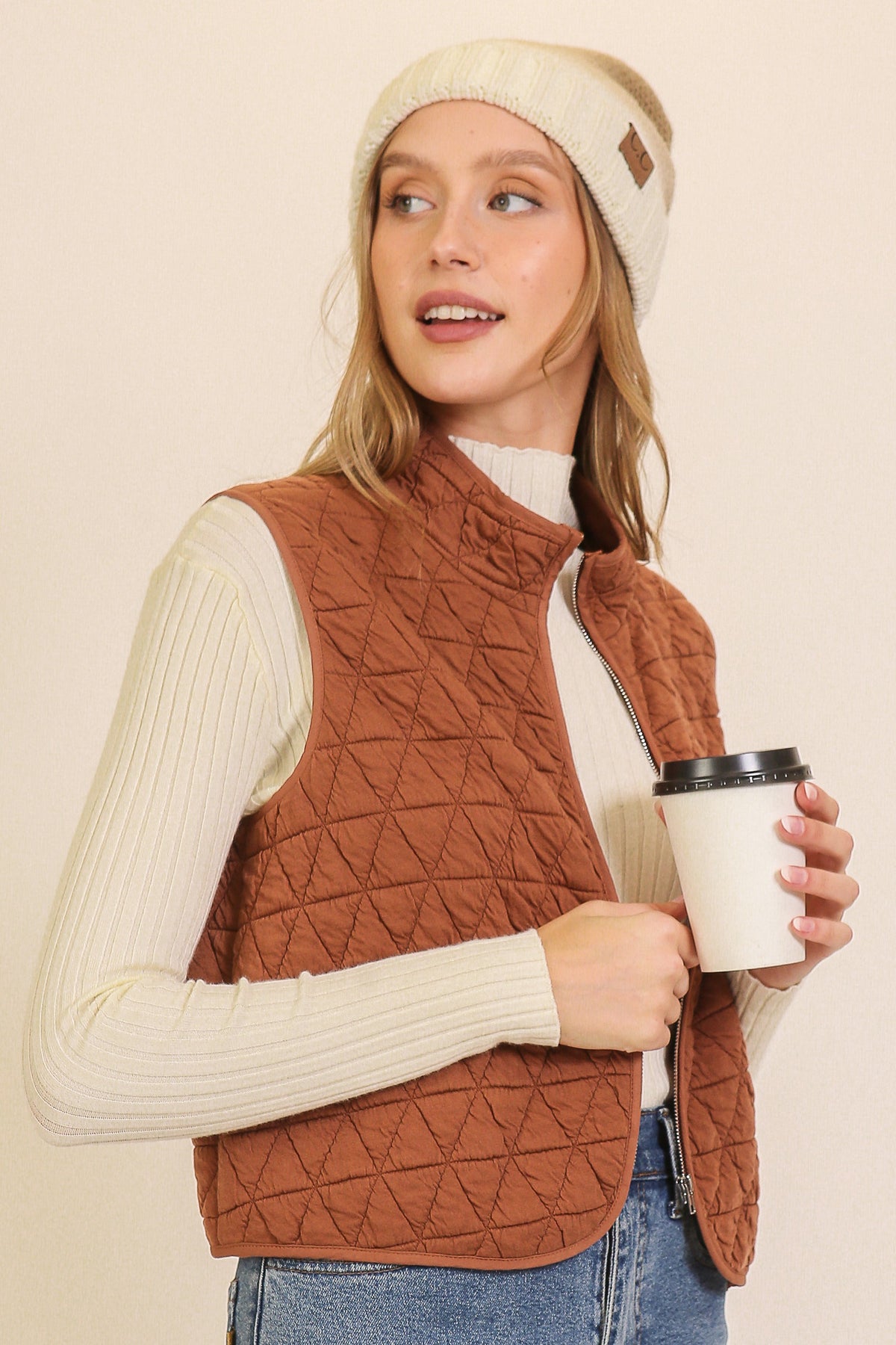 Quilted Zip Up Vest