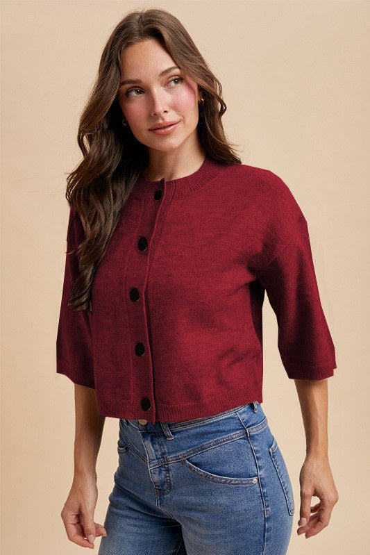 Half Sleeve Button Down Cardigan