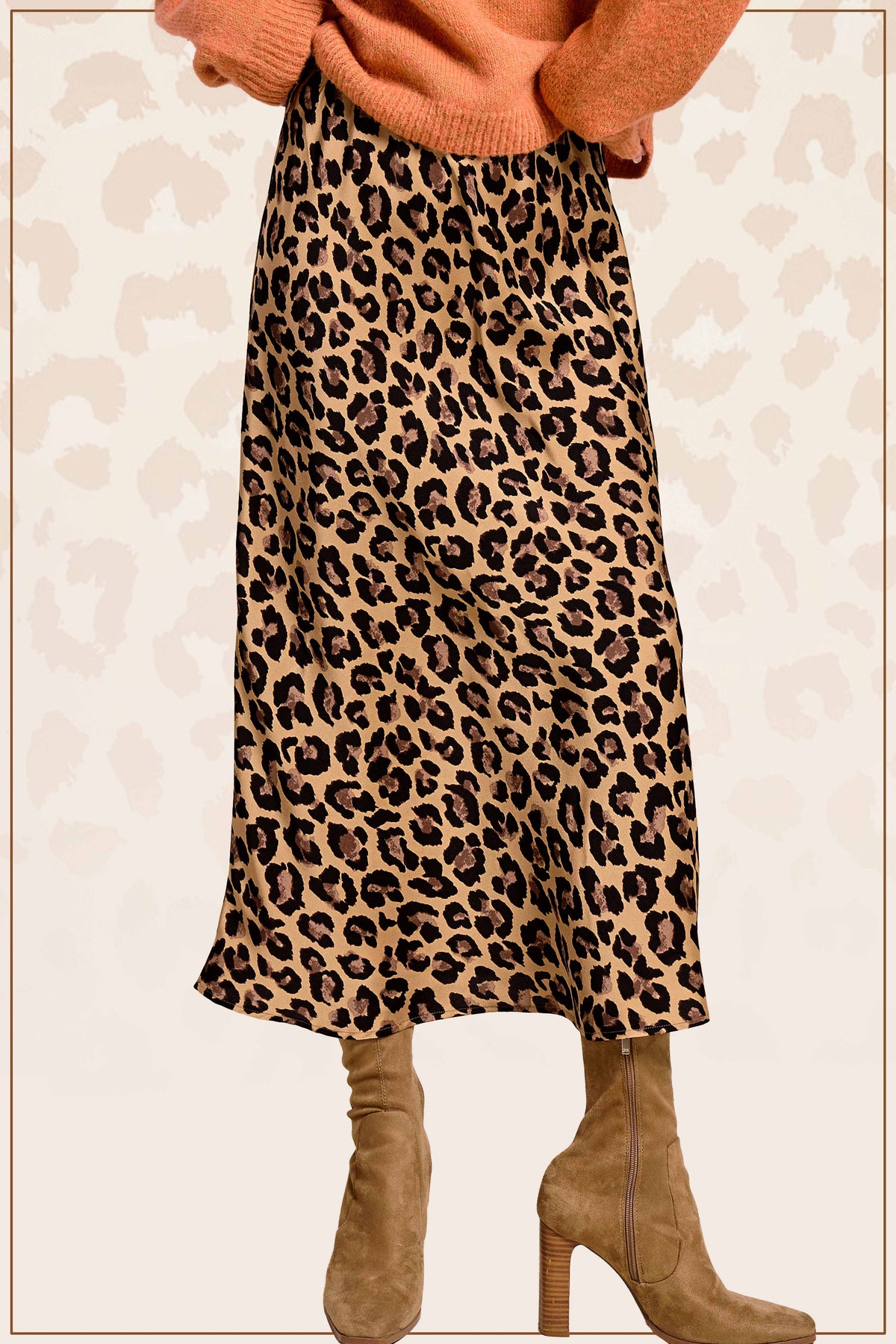 Leopard Satin Skirt