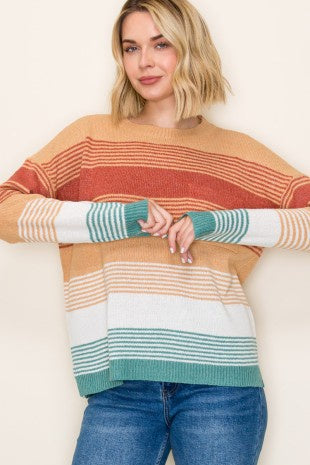 Multi Color Block Stripe Sweater