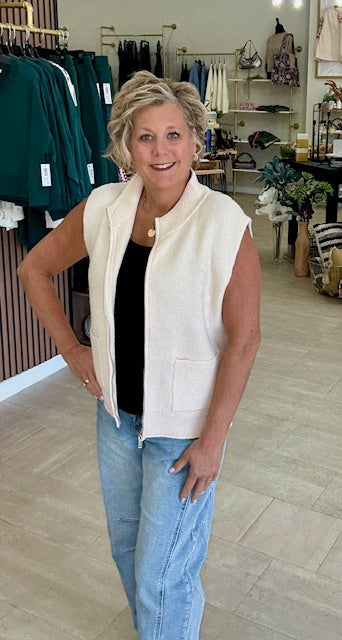 Mock Zip Up Sweater Vest