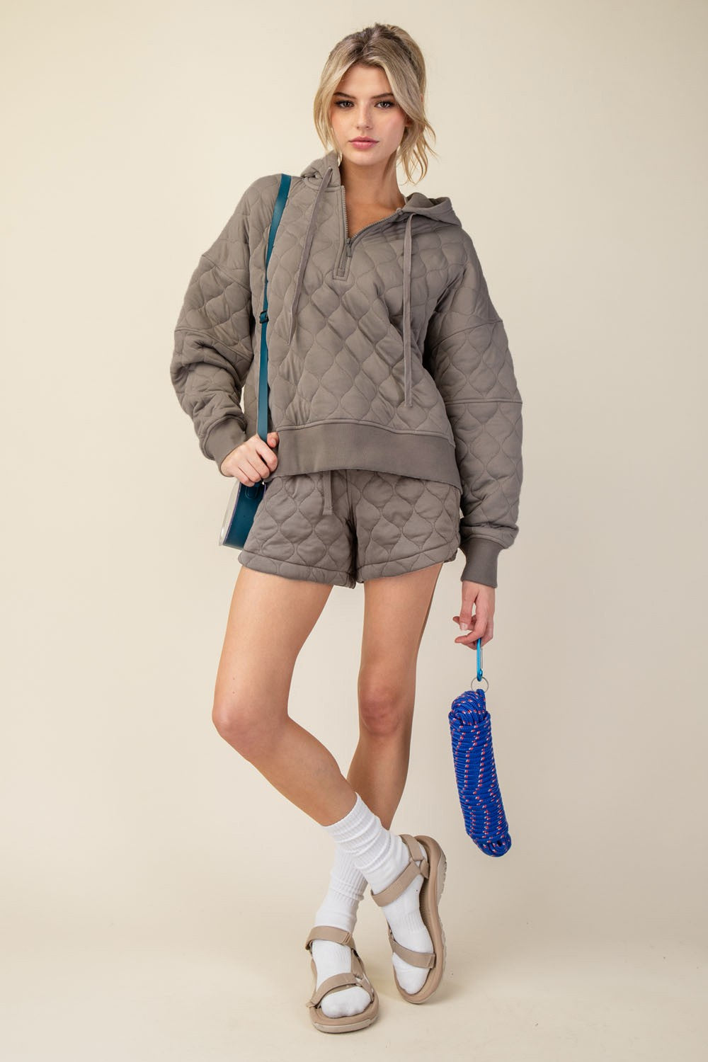 Quilted 1/2 Zip Hoodie