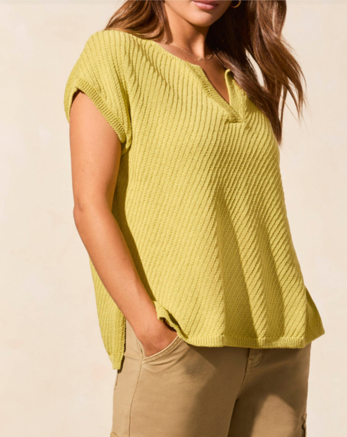 Tribal Slit V-Neck Sweater
