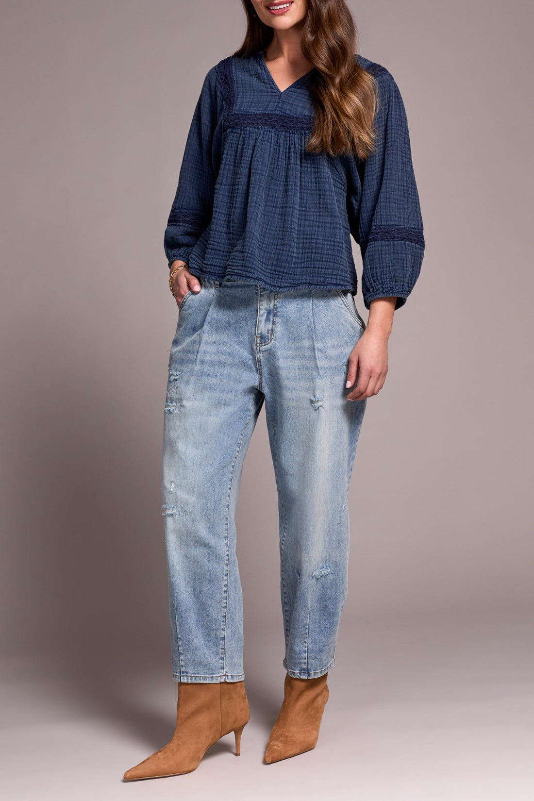 Tribal Audrey Girlfriend Barrel Jeans