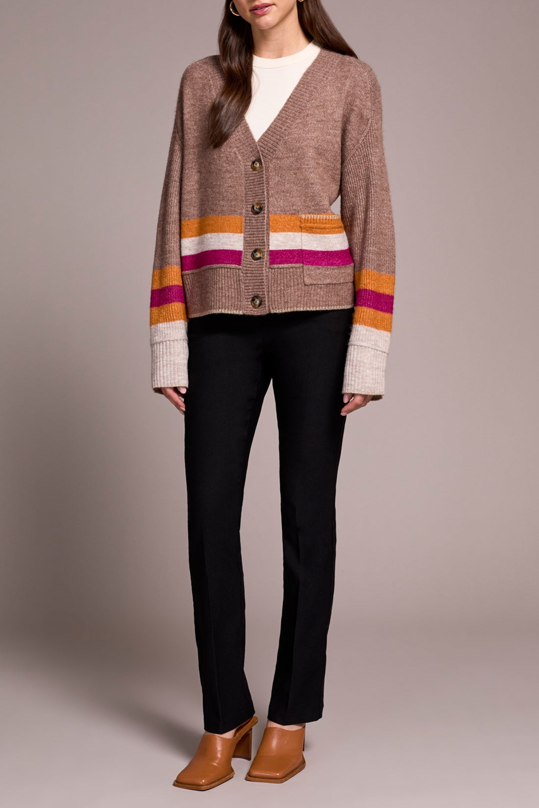 Tribal Striped Pocket Cardigan