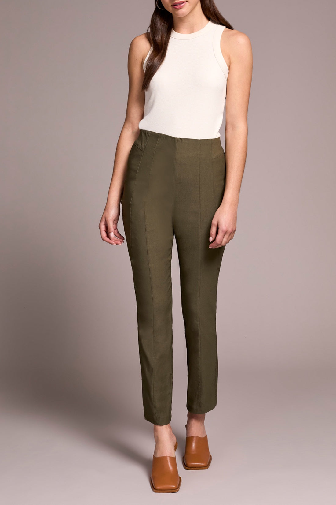 Tribal Pull On Ankle Pant-Olive