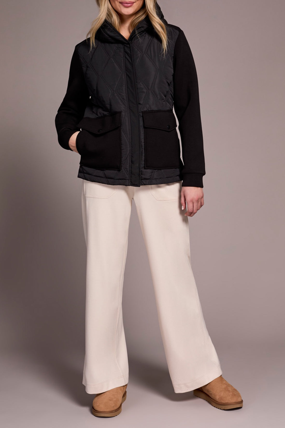 Tribal Quilted Front Knit Jacket