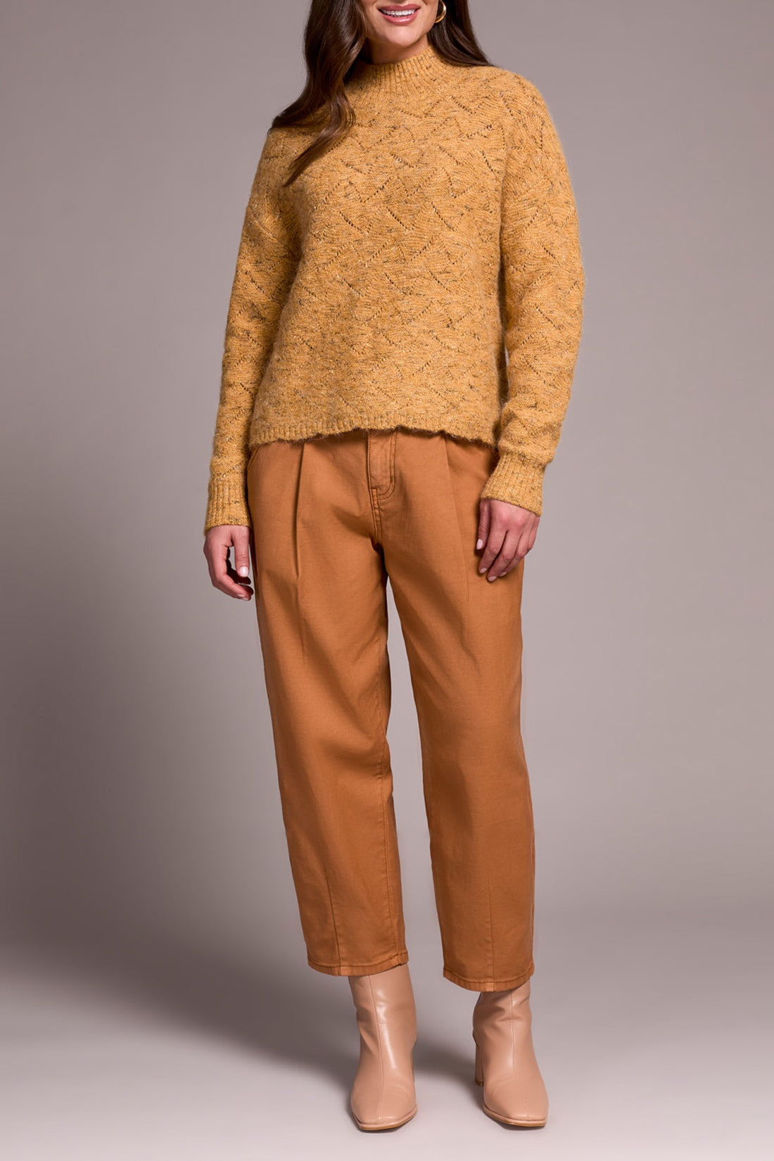 Tribal Mock Neck Sweater-tumeric