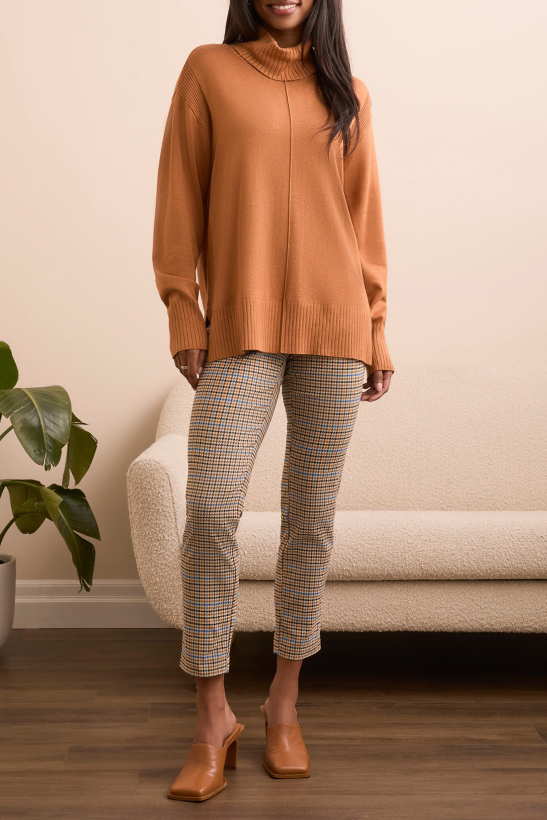 Tribal Turtle Neck Sweater-Bran