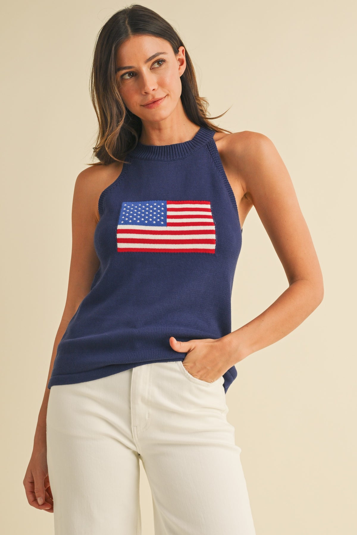 Halter Neck Flag Sweater
