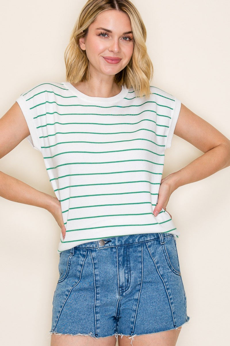 STRIPPED CREWNECK  TEE
