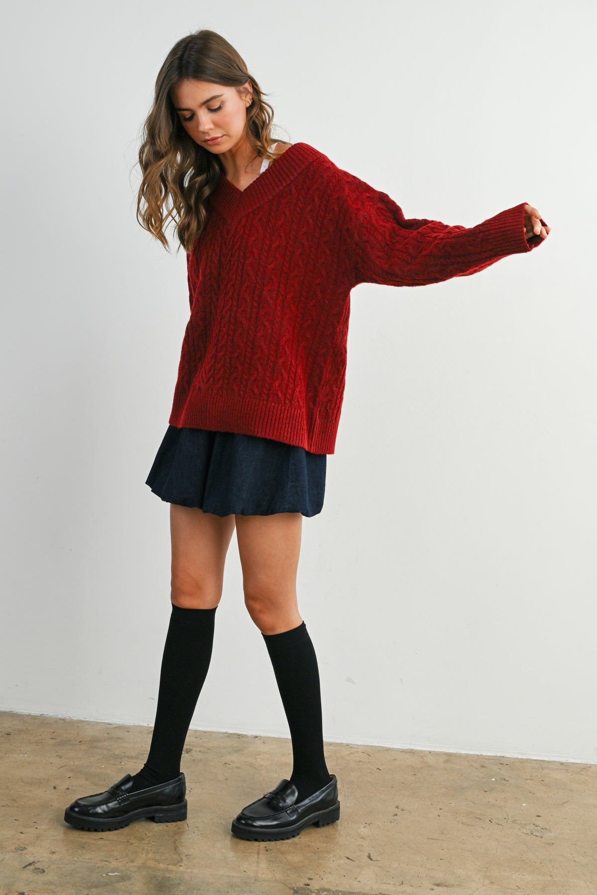 Cable Knit V-Neck