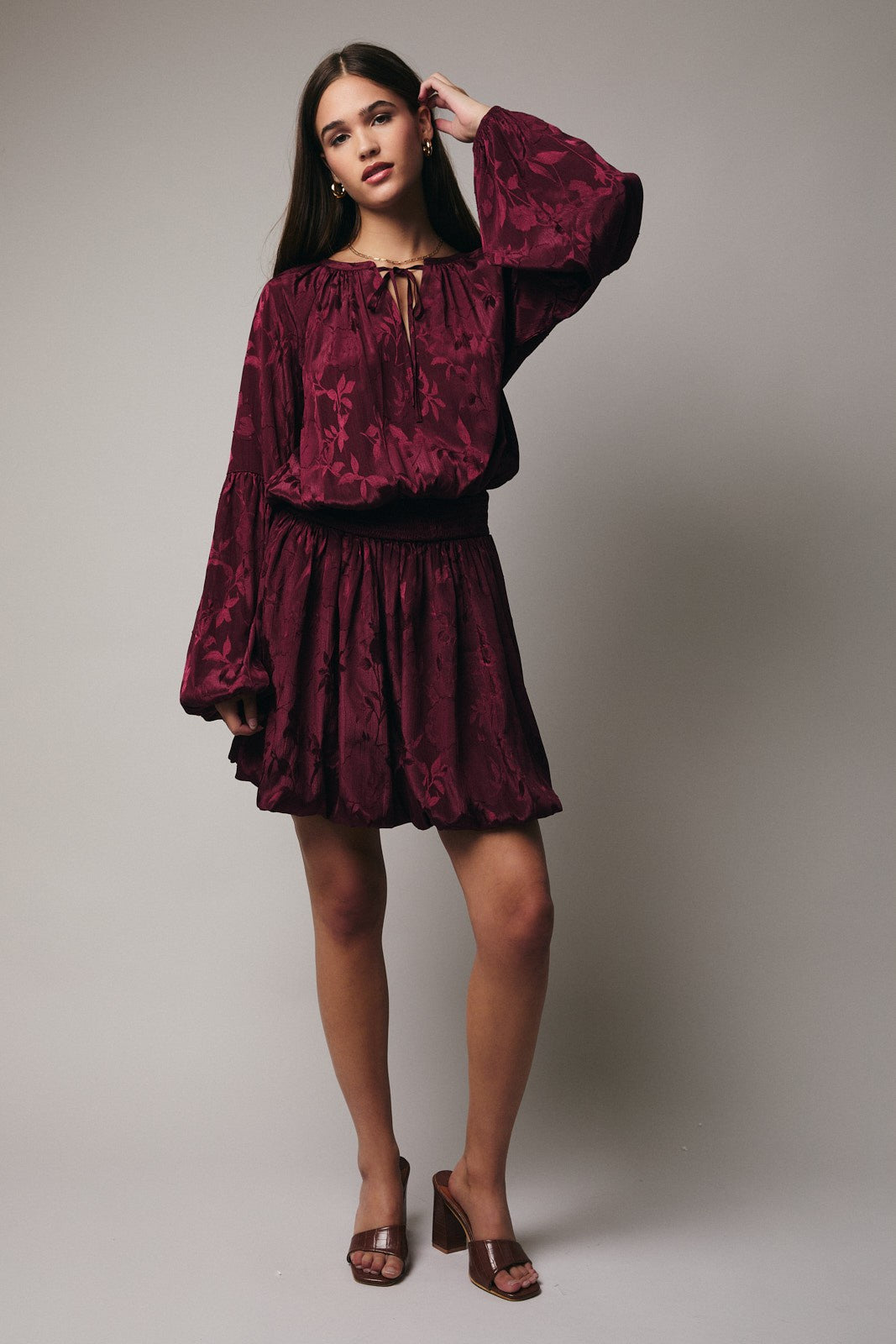 Long Sleeve Peasant Mini Dress