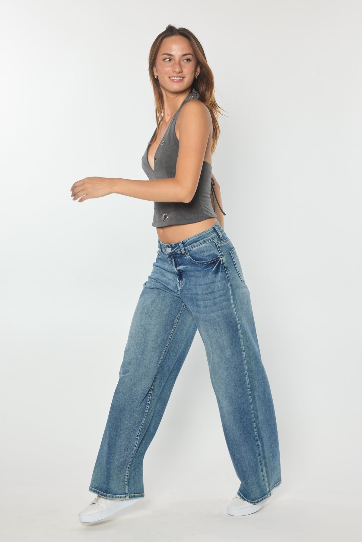 Mid Waist Baggy Jean