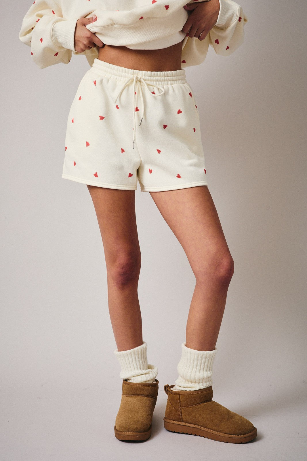 Heart Print Sweat Shorts