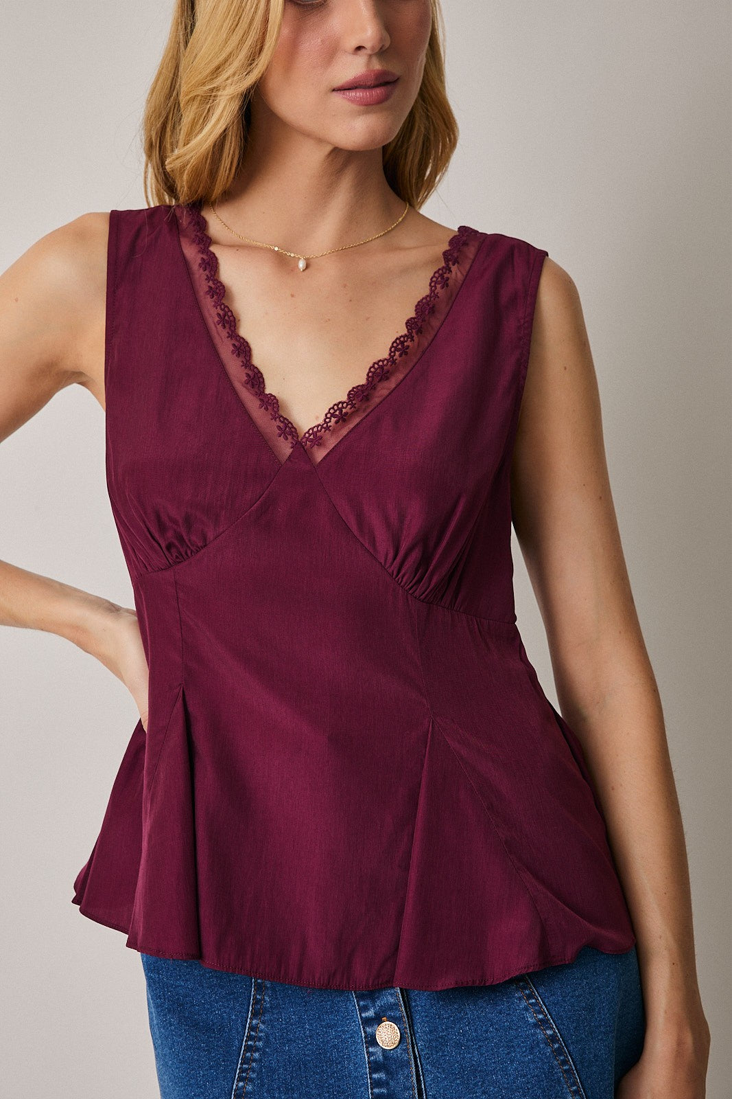 VNeck Godet Top