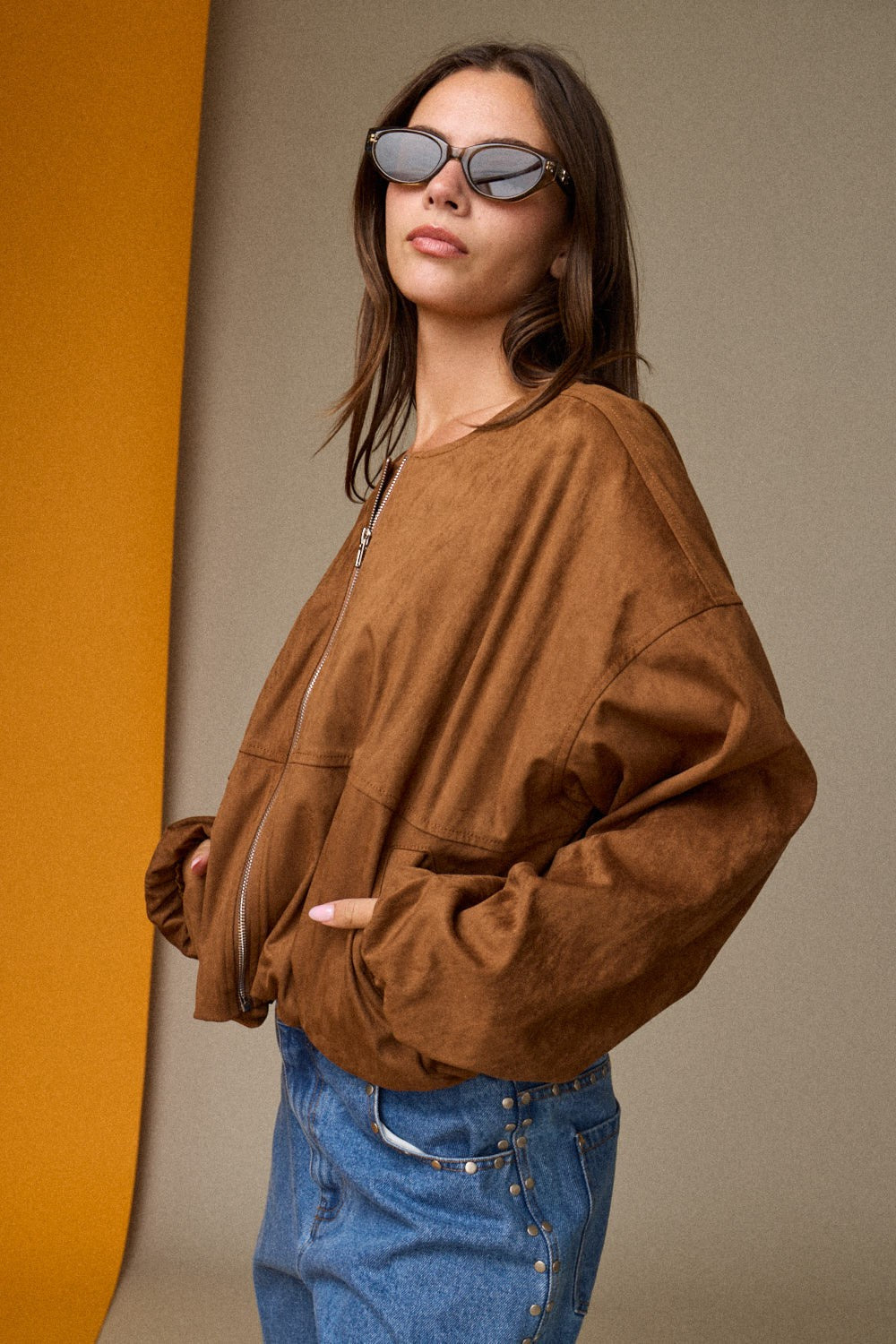 Suede Bubble Sleeve Jacket