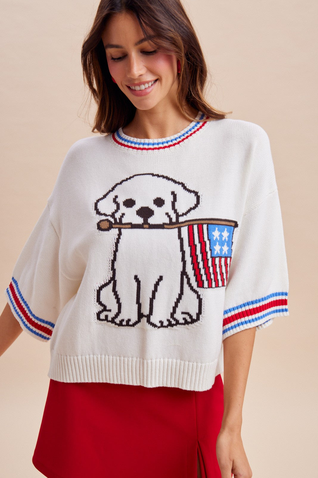 PATRIOTIC PUPPY SHORT SLEEVE SWEATER