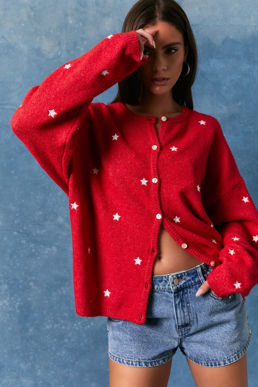 Embroidered Star Cardigan