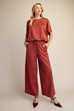 Elastic Wide Leg Pants