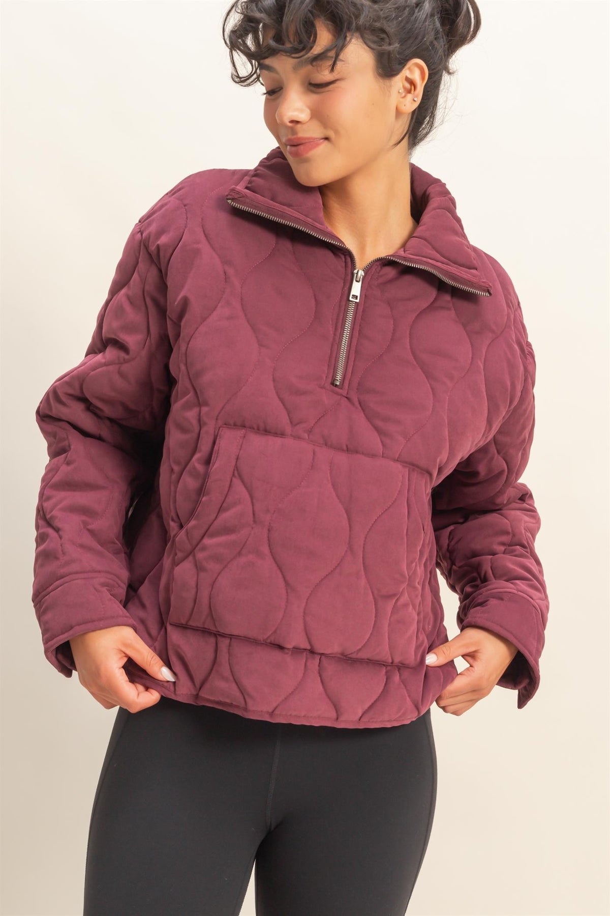 Quilted Half Zip Pullover