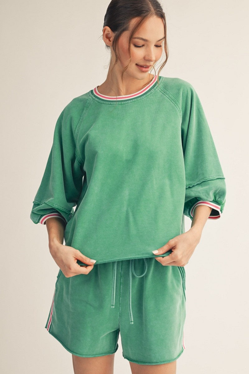 Color Band Washed Top