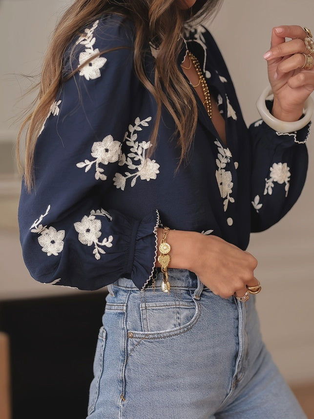 BOHO FLORAL RUFFLED BLOUSE