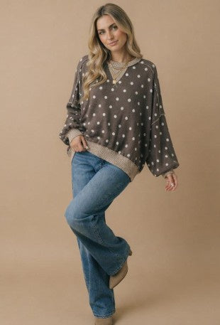 Polkadot Reverse Stitch Crew