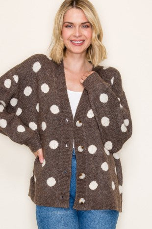 Oversized Dot Cardigan