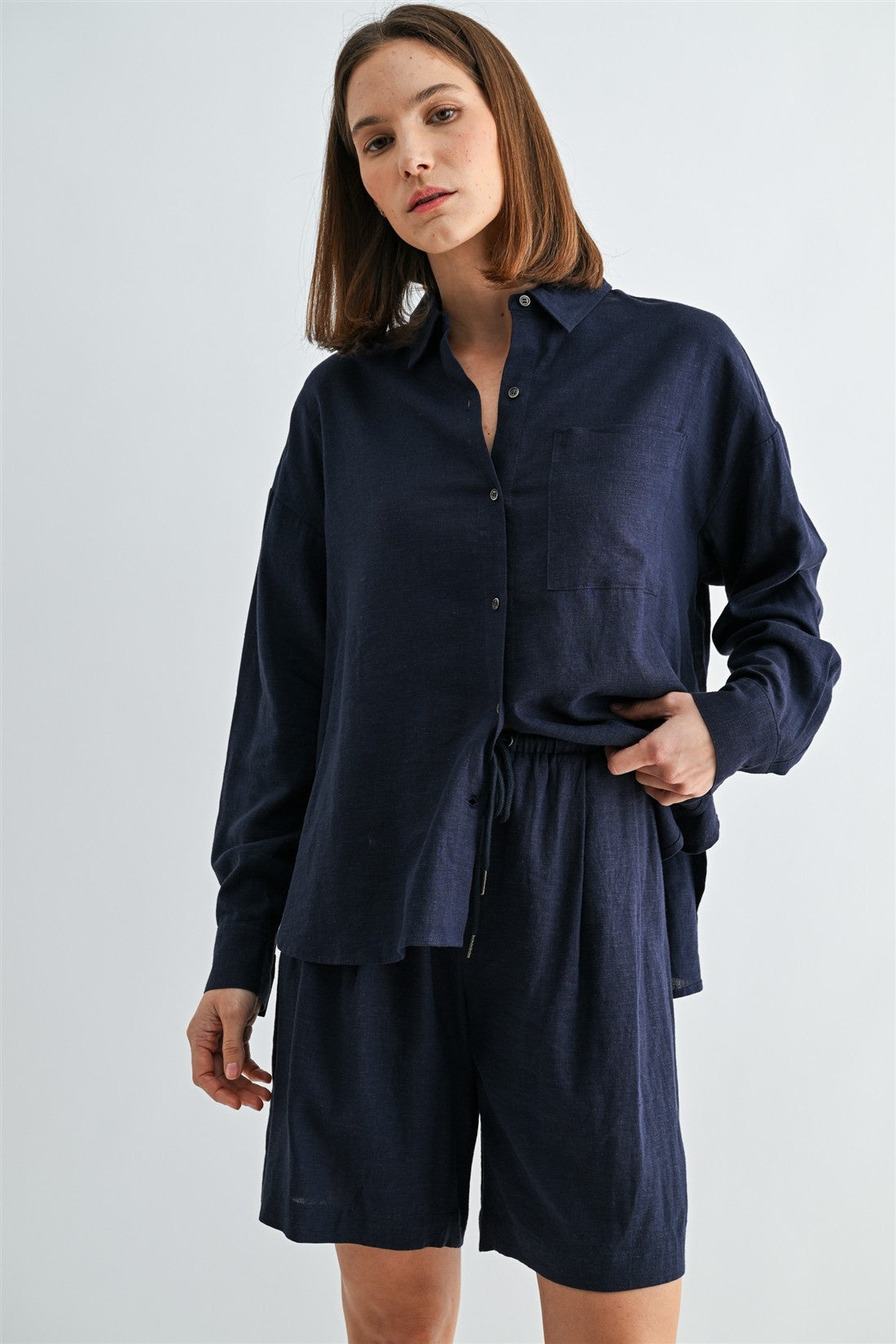Linen Drop Shoulder Shirt