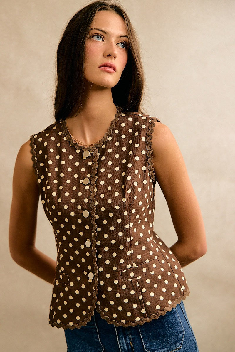 Twill Polka Dot Vest