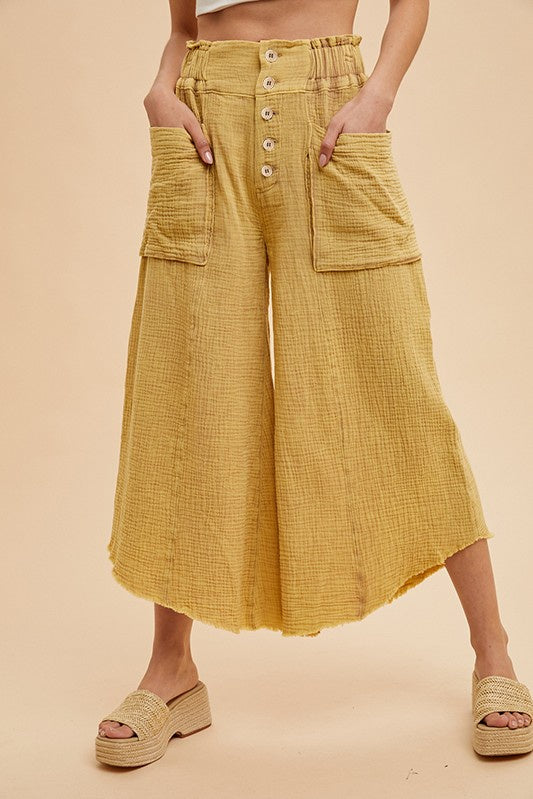 Linen Fray Hem Pant