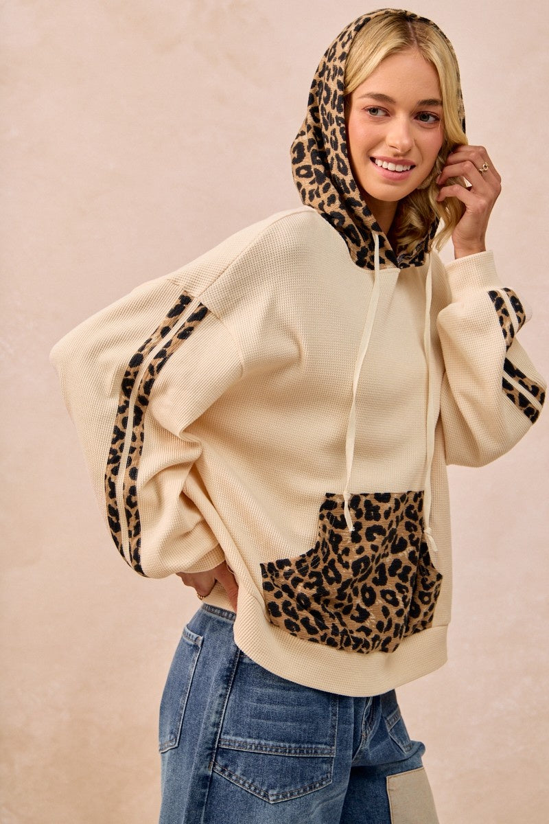 Waffle Thermal Leopard Hoodie