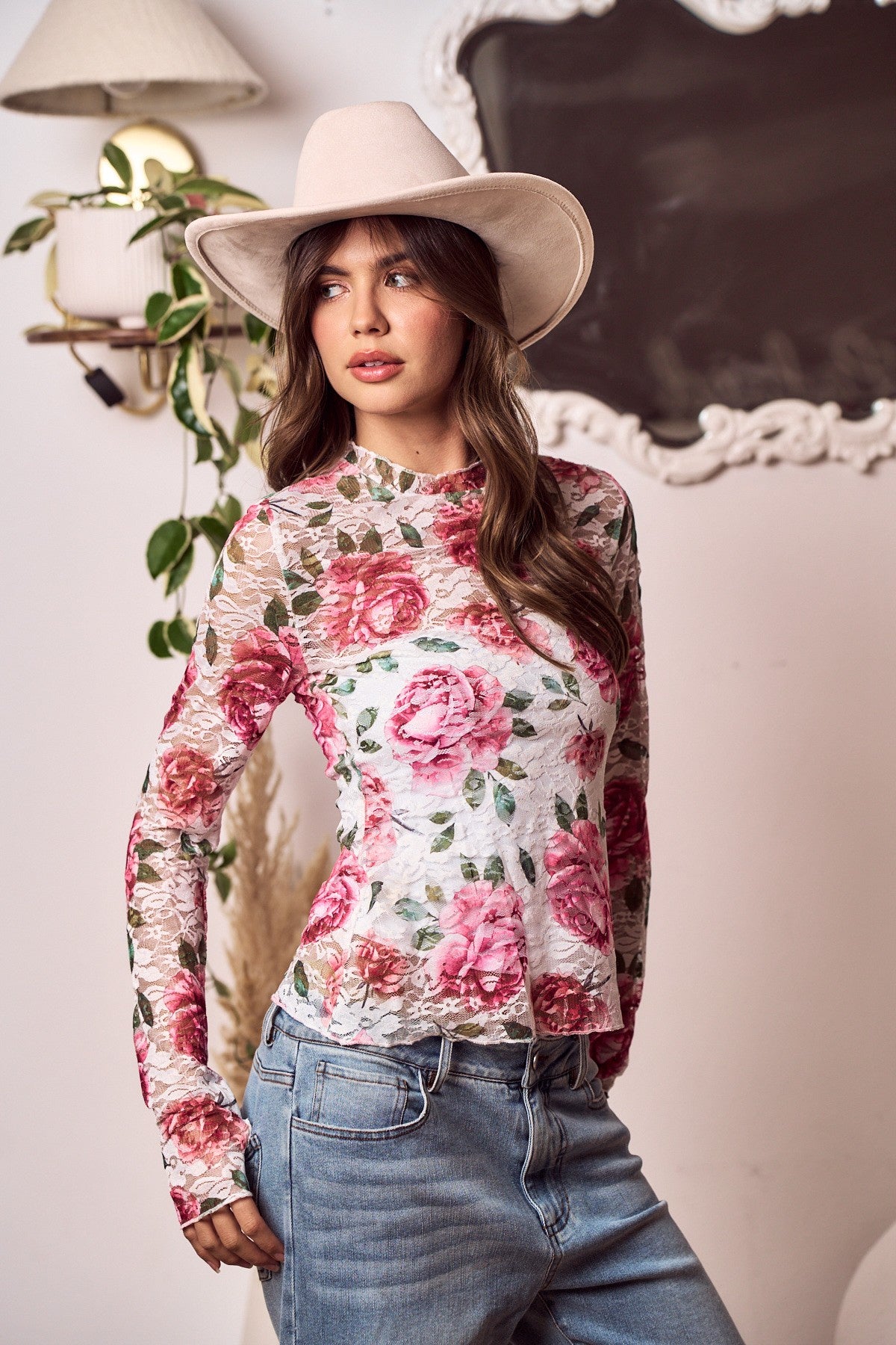 Rose Sheer Knit Top