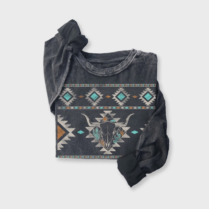 Aztec Cow Skull Tee