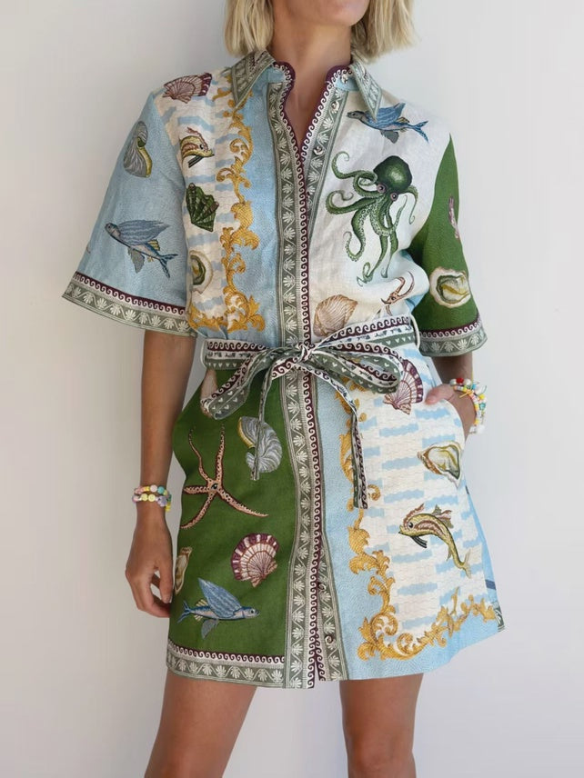OCEAN VIBE BELTED DRESS