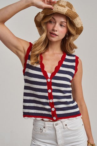 Striped Sleeveless Sweater Vest