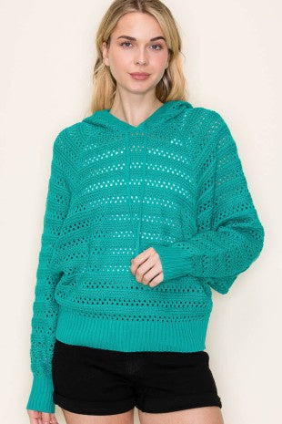 Crochet Dolman Hooded Sweater