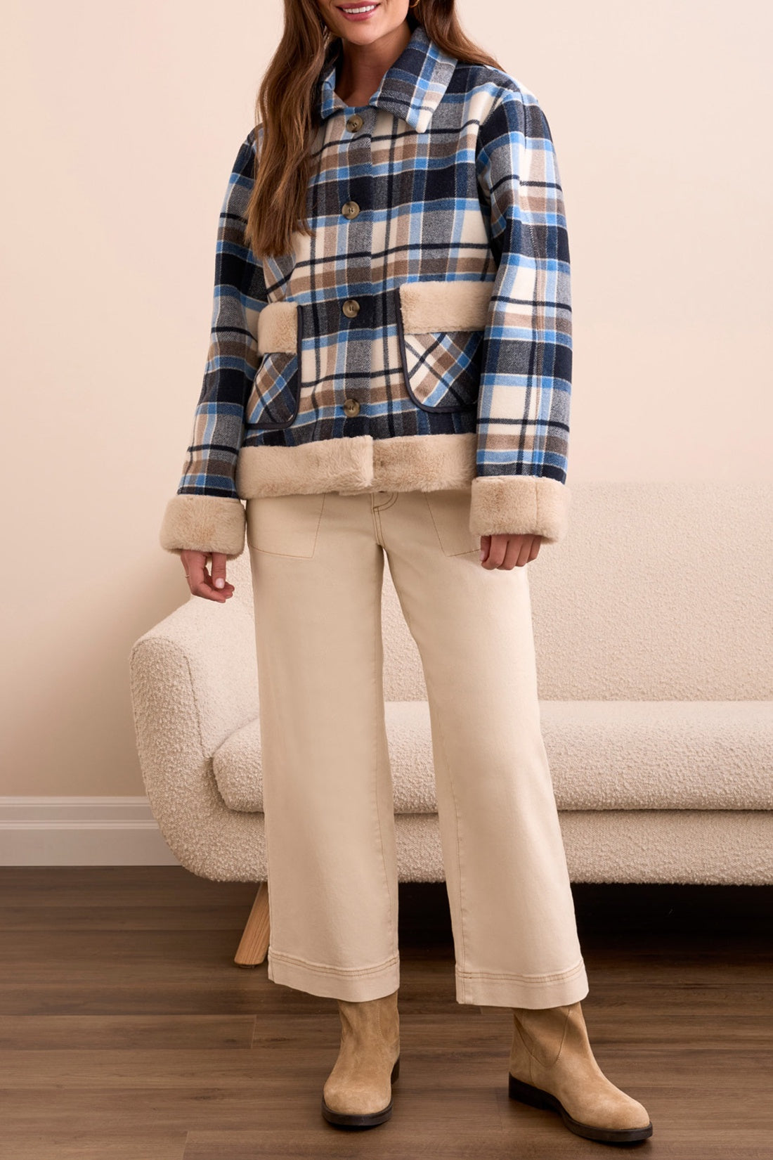 Tribal Plaid Sherpa Jacket