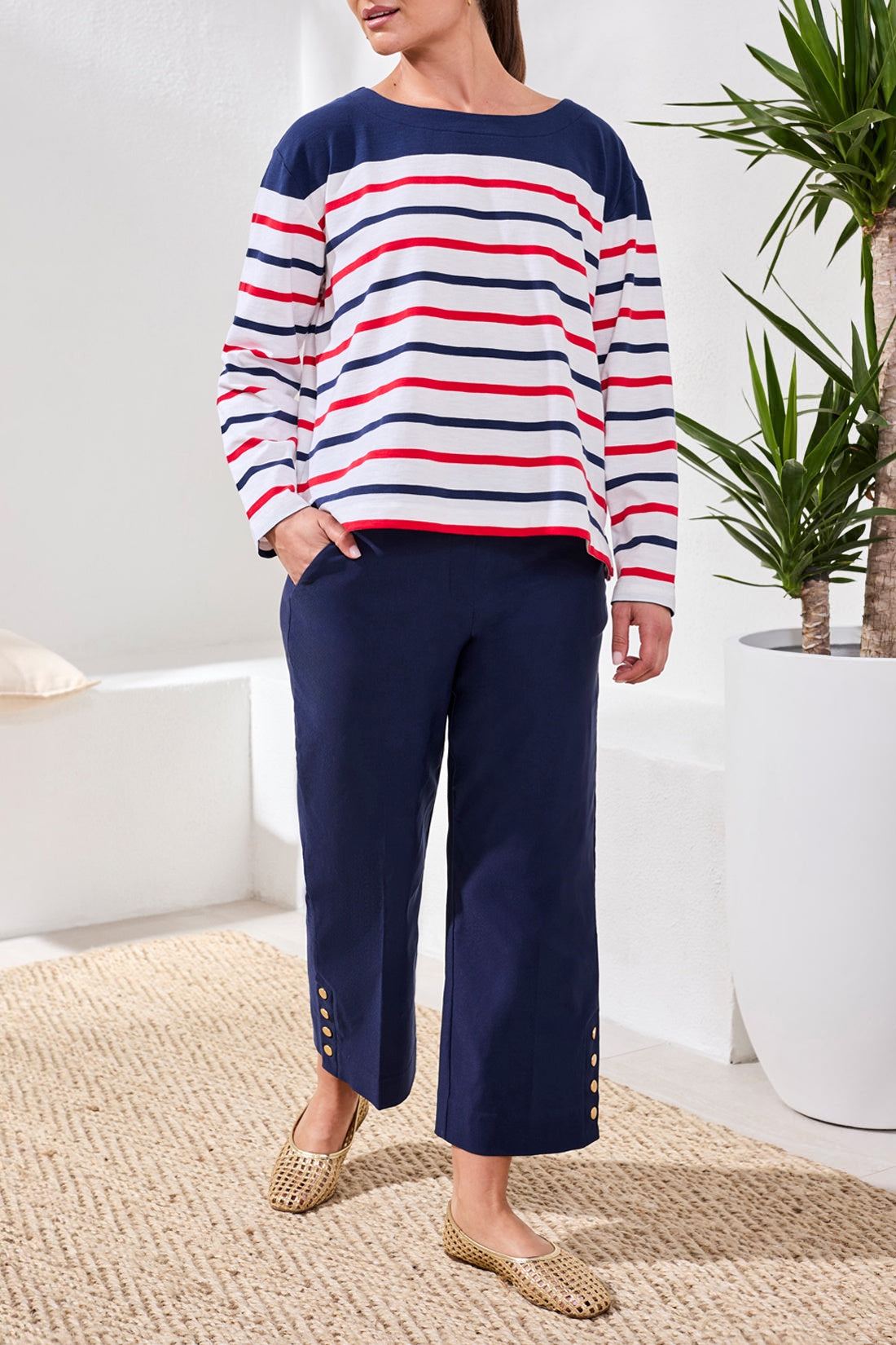 Tribal Boat Neck Top
