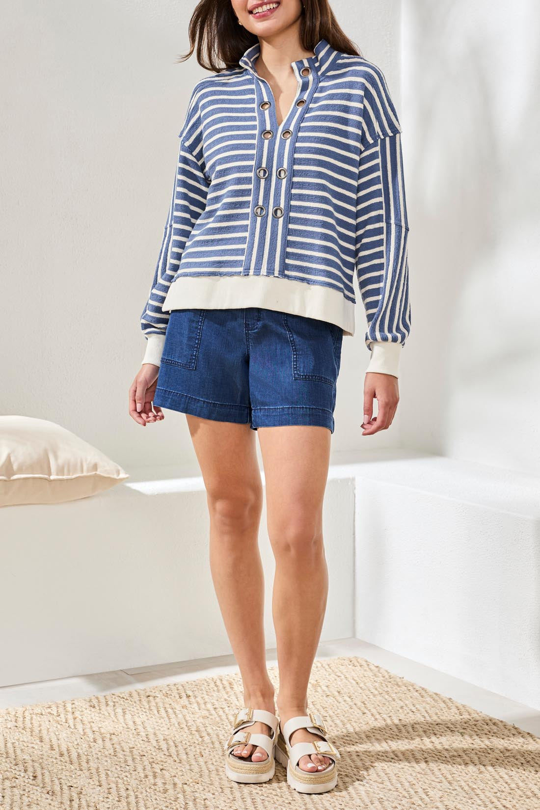 Tribal Pop Over Eyelet Top