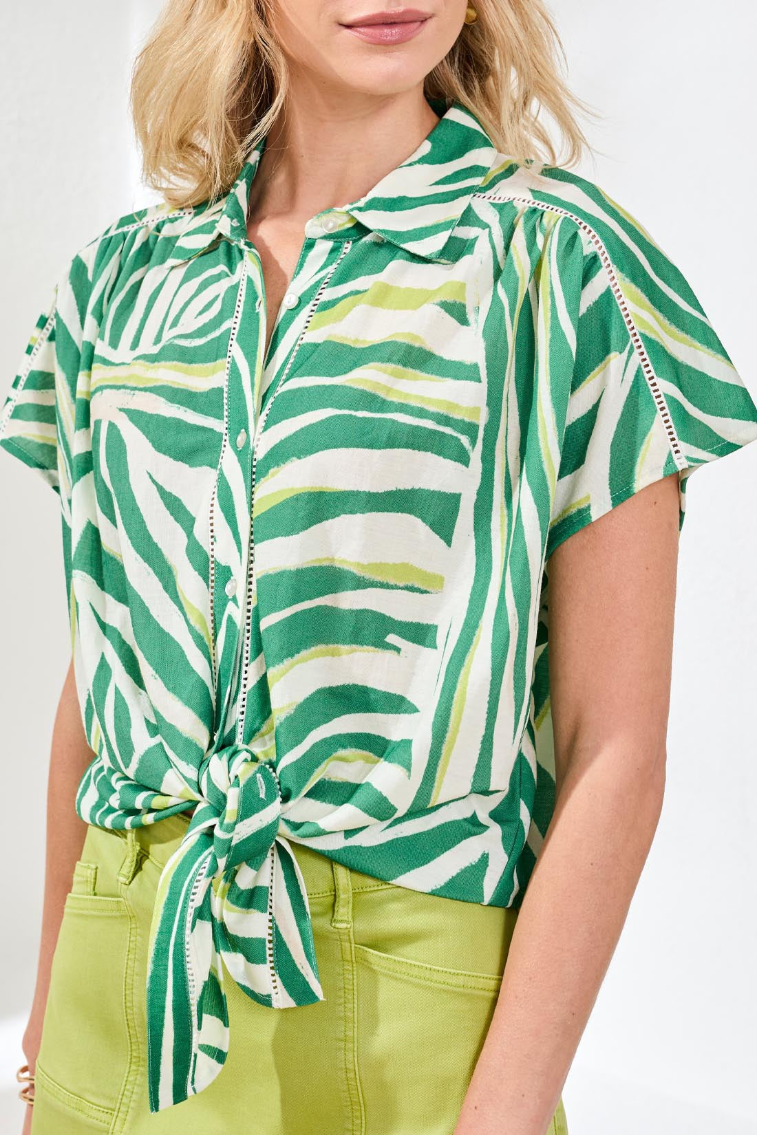 TRIBAL TROPICAL TIE FRONT TOP