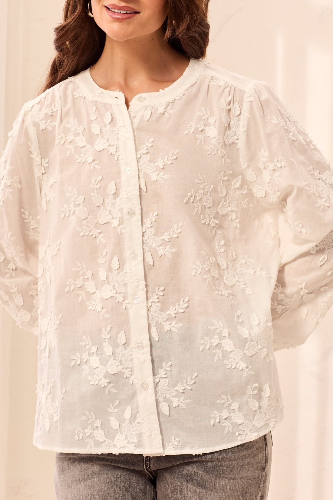 TRibal Applique Long Sleeve Blouse