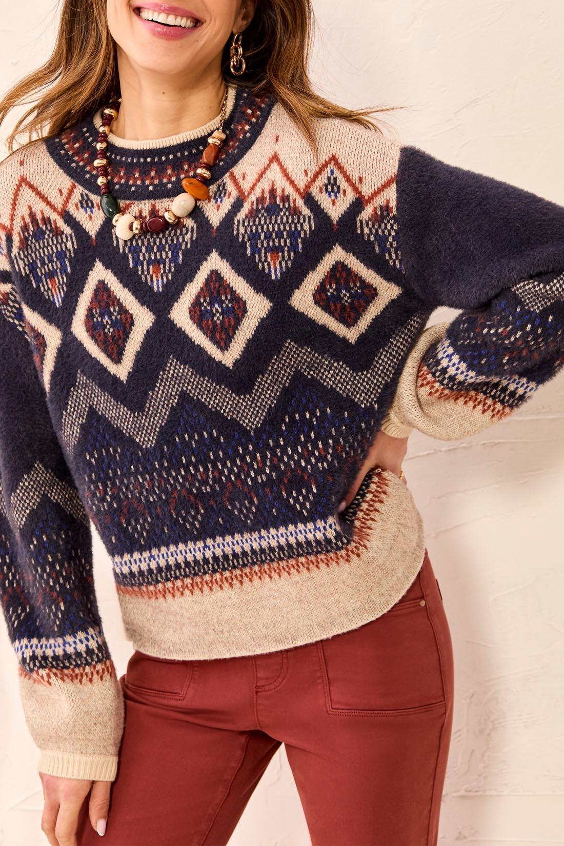 Tribal Sapphire Mock Sweater