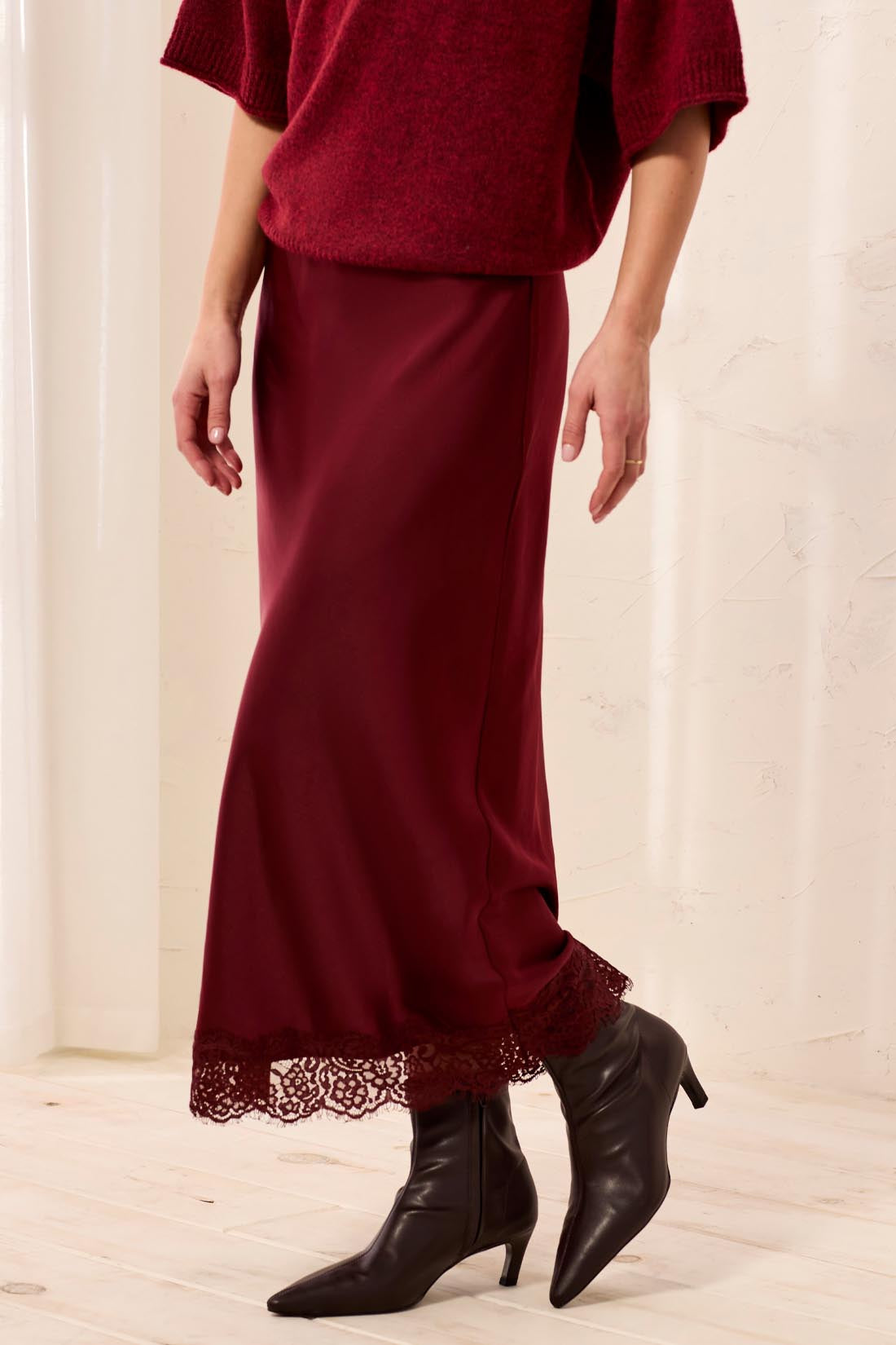 Tribal Satin Skirt w/ Lace Hem